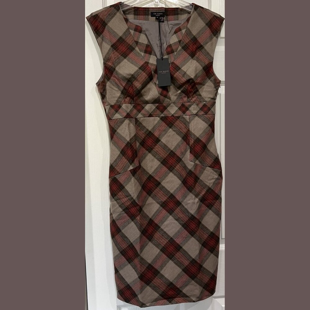$295 NWT TED BAKER LONDON PRILLA BIAS CHECK DRESS